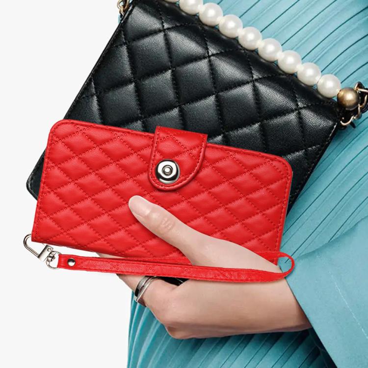 Rhombic Texture Flip Leather Phone Case with Lanyard, For Fujitsu Arrows We3