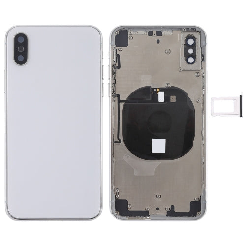 Battery Back Cover Assembly with Side Keys & Wireless Charging Module & Volume Button Flex Cable & Card Tray for iPhone X, For iPhone X (Charging Module), For iPhone X (Full Assembly)