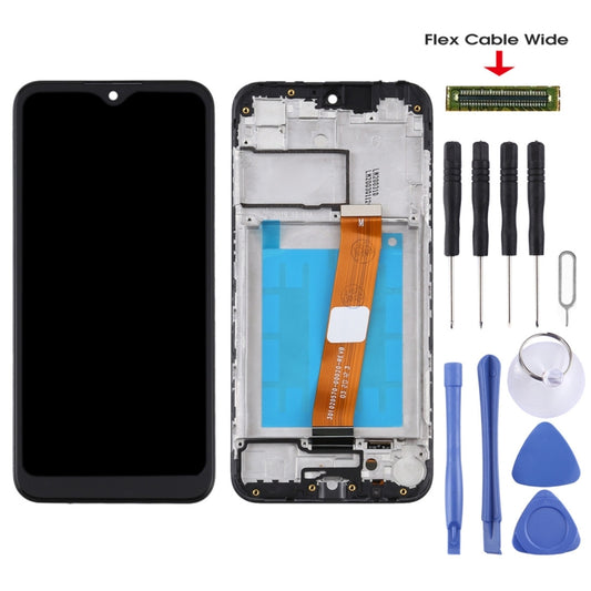 LCD Screen and Digitizer Full Assembly With Frame (Flex Cable Wide) for Samsung Galaxy A01 SM-A015M, For Samsung Galaxy A01 SM-A015M(Wide)