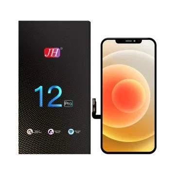 iPhone 12 Pro replacement display screen with connector and retail box on white background