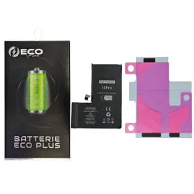iPhone 14 Pro replacement battery kit with adhesive and ECO Plus packaging