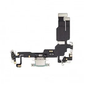 iPhone 15 charging port connector flex cable replacement part on white background