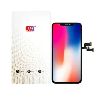 Smartphone screen assembly with colorful display on a white background
