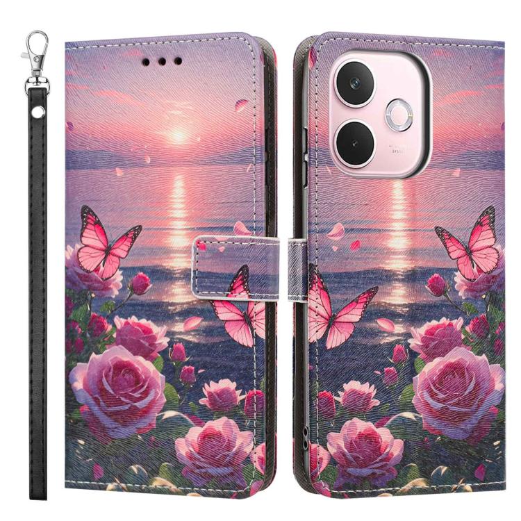 Painted Pattern Vegan Leather Phone Case with Strap, For OPPO A5 Pro 5G/4G, For OPPO Reno13 F 4G/5G Global/13F S, For OPPO Reno12 F 5G, For OPPO Reno12 Pro Global, For OPPO Reno12 Global, For OPPO A60 4G Global, For OPPO Reno11 F Global/F25 Pro 5G Glob...