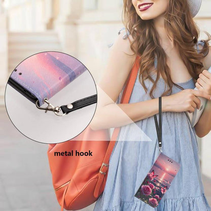 Painted Pattern Vegan Leather Phone Case with Strap, For OPPO A5 Pro 5G/4G, For OPPO Reno13 F 4G/5G Global/13F S, For OPPO Reno12 F 5G, For OPPO Reno12 Pro Global, For OPPO Reno12 Global, For OPPO A60 4G Global, For OPPO Reno11 F Global/F25 Pro 5G Glob...