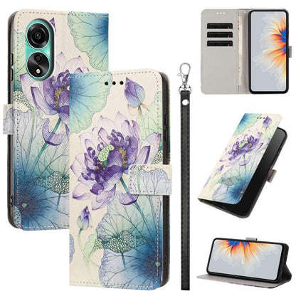 Painted Pattern Vegan Leather Phone Case with Strap, For OPPO A5 Pro 5G/4G, For OPPO Reno13 F 4G/5G Global/13F S, For OPPO Reno12 F 5G, For OPPO Reno12 Pro Global, For OPPO Reno12 Global, For OPPO A60 4G Global, For OPPO Reno11 F Global/F25 Pro 5G Glob...