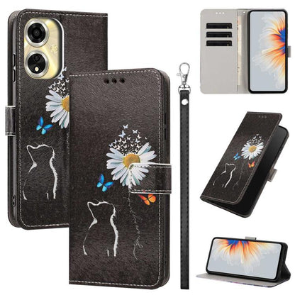 Painted Pattern Vegan Leather Phone Case with Strap, For OPPO Reno15 F Global, For OPPO Reno15 Pro Max 5G Global, For OPPO A6x 4G, For OPPO Reno15 Pro 5G Global, For OPPO Reno15 5G Global, For OPPO F31 5G/A6 Pro 4G/5G Global                            ...
