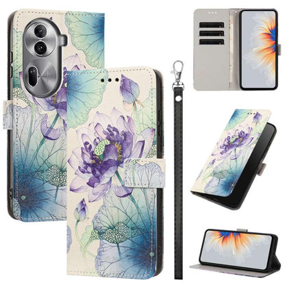 Painted Pattern Vegan Leather Phone Case with Strap, For OPPO A5 Pro 5G/4G, For OPPO Reno13 F 4G/5G Global/13F S, For OPPO Reno12 F 5G, For OPPO Reno12 Pro Global, For OPPO Reno12 Global, For OPPO A60 4G Global, For OPPO Reno11 F Global/F25 Pro 5G Glob...