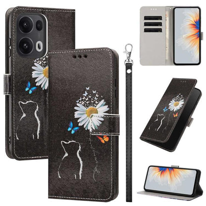Painted Pattern Vegan Leather Phone Case with Strap, For OPPO Reno15 F Global, For OPPO Reno15 Pro Max 5G Global, For OPPO A6x 4G, For OPPO Reno15 Pro 5G Global, For OPPO Reno15 5G Global, For OPPO F31 5G/A6 Pro 4G/5G Global                            ...
