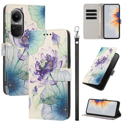 Painted Pattern Vegan Leather Phone Case with Strap, For OPPO A5 Pro 5G/4G, For OPPO Reno13 F 4G/5G Global/13F S, For OPPO Reno12 F 5G, For OPPO Reno12 Pro Global, For OPPO Reno12 Global, For OPPO A60 4G Global, For OPPO Reno11 F Global/F25 Pro 5G Glob...
