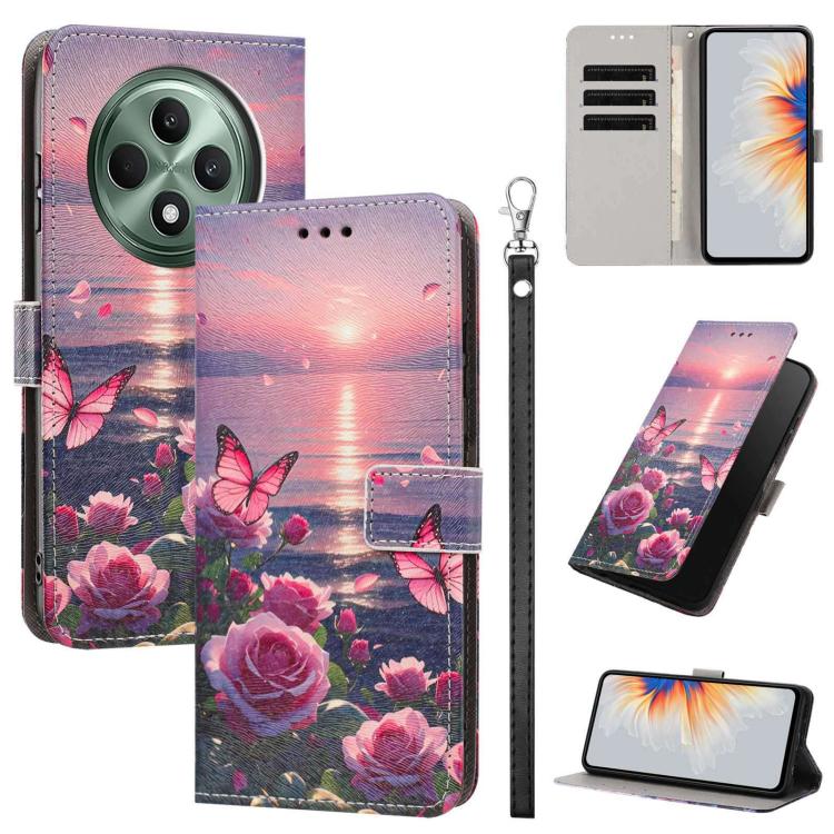 Painted Pattern Vegan Leather Phone Case with Strap, For OPPO A5 Pro 5G/4G, For OPPO Reno13 F 4G/5G Global/13F S, For OPPO Reno12 F 5G, For OPPO Reno12 Pro Global, For OPPO Reno12 Global, For OPPO A60 4G Global, For OPPO Reno11 F Global/F25 Pro 5G Glob...