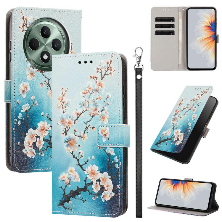 Painted Pattern Vegan Leather Phone Case with Strap, For OPPO A5 Pro 5G/4G, For OPPO Reno13 F 4G/5G Global/13F S, For OPPO Reno12 F 5G, For OPPO Reno12 Pro Global, For OPPO Reno12 Global, For OPPO A60 4G Global, For OPPO Reno11 F Global/F25 Pro 5G Glob...