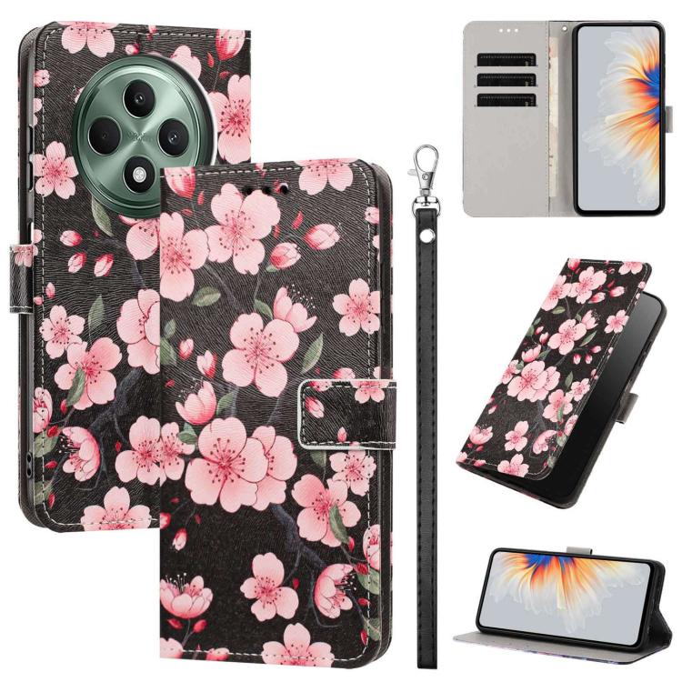 Painted Pattern Vegan Leather Phone Case with Strap, For OPPO A5 Pro 5G/4G, For OPPO Reno13 F 4G/5G Global/13F S, For OPPO Reno12 F 5G, For OPPO Reno12 Pro Global, For OPPO Reno12 Global, For OPPO A60 4G Global, For OPPO Reno11 F Global/F25 Pro 5G Glob...