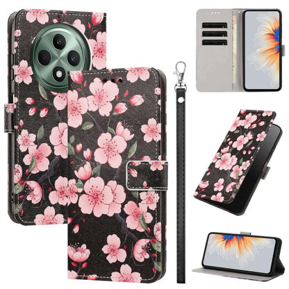 Painted Pattern Vegan Leather Phone Case with Strap, For OPPO A5 Pro 5G/4G, For OPPO Reno13 F 4G/5G Global/13F S, For OPPO Reno12 F 5G, For OPPO Reno12 Pro Global, For OPPO Reno12 Global, For OPPO A60 4G Global, For OPPO Reno11 F Global/F25 Pro 5G Glob...