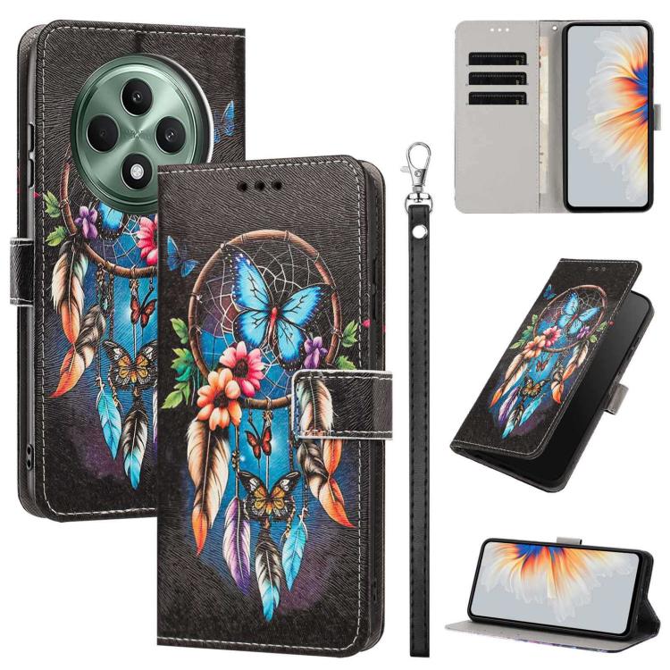 Painted Pattern Vegan Leather Phone Case with Strap, For OPPO A5 Pro 5G/4G, For OPPO Reno13 F 4G/5G Global/13F S, For OPPO Reno12 F 5G, For OPPO Reno12 Pro Global, For OPPO Reno12 Global, For OPPO A60 4G Global, For OPPO Reno11 F Global/F25 Pro 5G Glob...