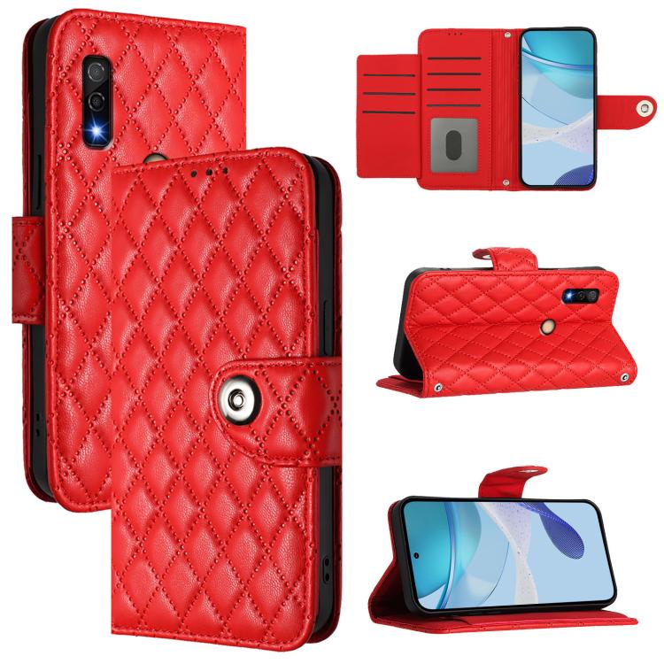 Rhombic Texture Flip Leather Phone Case with Lanyard, For Fujitsu Arrows We3
