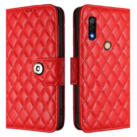 Rhombic Texture Flip Leather Phone Case with Lanyard, For Fujitsu Arrows We3