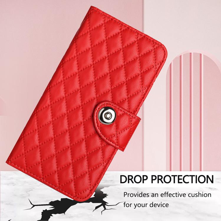 Rhombic Texture Flip Leather Phone Case with Lanyard, For Fujitsu Arrows We3