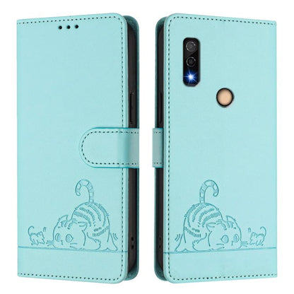 Cat Rat Embossed Pattern RFID Leather Phone Case with Lanyard, For Fujitsu Arrows We3