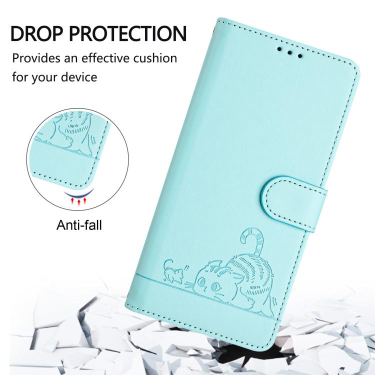 Cat Rat Embossed Pattern RFID Leather Phone Case with Lanyard, For Fujitsu Arrows We3