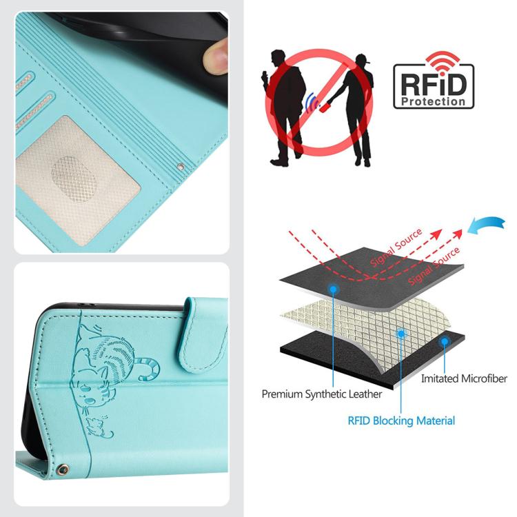 Cat Rat Embossed Pattern RFID Leather Phone Case with Lanyard, For Fujitsu Arrows We3