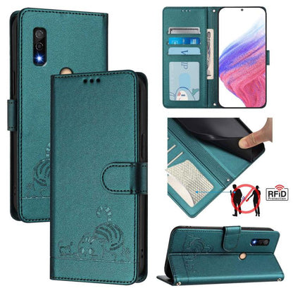 Cat Rat Embossed Pattern RFID Leather Phone Case with Lanyard, For Fujitsu Arrows We3