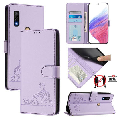 Cat Rat Embossed Pattern RFID Leather Phone Case with Lanyard, For Fujitsu Arrows We3