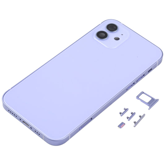 Back Housing Cover with SIM Card Tray & Side  Keys & Camera Lens for iPhone 12(White), Back Housing Cover for 12, For iPhone 12(with SIM Card Tray), For iPhone 12(with Card Tray)
