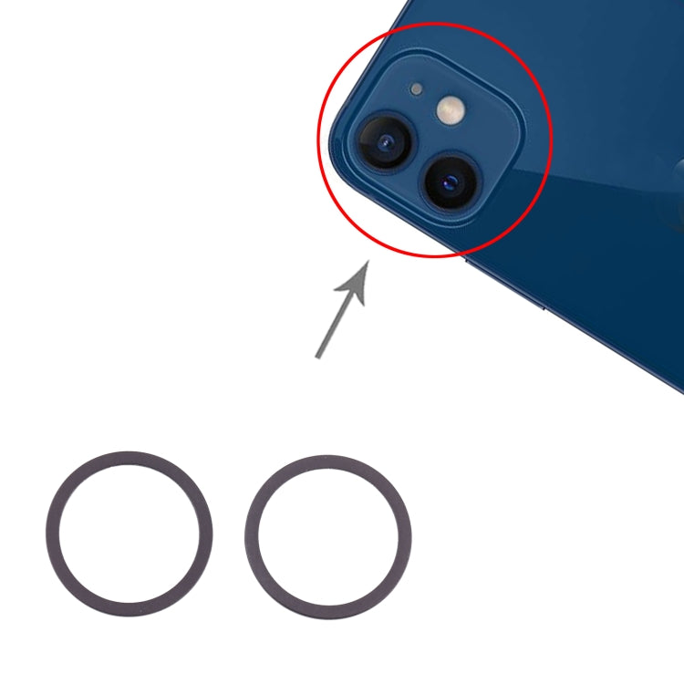 2 PCS Rear Camera Glass Lens Metal Protector Hoop Ring for iPhone 12 Mini, For iPhone 12 Mini
