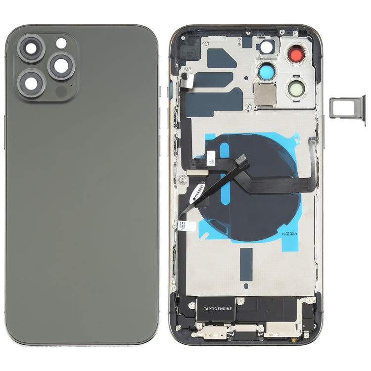 Battery Back Cover Assembly (with Side Keys & Speaker Ringer Buzzer & Motor & Camera Lens & Card Tray & Power Button + Volume Button + Charging Port & Wireless Charging Module) for iPhone 12 Pro Max, For iPhone 12 Pro Max(Assembly)