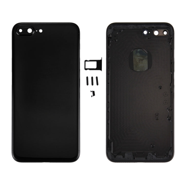 6 in 1 for iPhone 7 Plus (Back Cover + Card Tray + Volume Control Key + Power Button + Mute Switch Vibrator Key + Sign) Full Assembly Housing Cover (Jet Black), For iPhone 7 Plus Jet Black