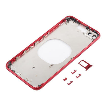 Transparent Battery Back Cover with Camera Lens Frame & SIM Card Tray & Side Keys for iPhone 8 Plus, For iPhone 8 Plus(Transparent Red)