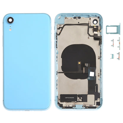 Battery Back Cover Assembly (with Side Keys & Speaker Ringer Buzzer & Motor & Camera Lens & Card Tray & Power Button + Volume Button + Charging Port + Signal Flex Cable & Wireless Charging Module) for iPhone XR, For iPhone XR (Full Assembly)           ...