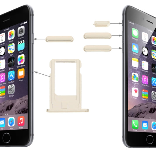 Card Tray & Volume Control Key & Screen Lock Key & Mute Switch Vibrator Key  Kit for iPhone 6, For iPhone 6 (Kit), For iPhone 6