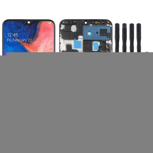 Original Super AMOLED Material LCD Screen and Digitizer Full Assembly with Frame for Galaxy A20, For Samsung Galaxy A20 (Super AMOLED)