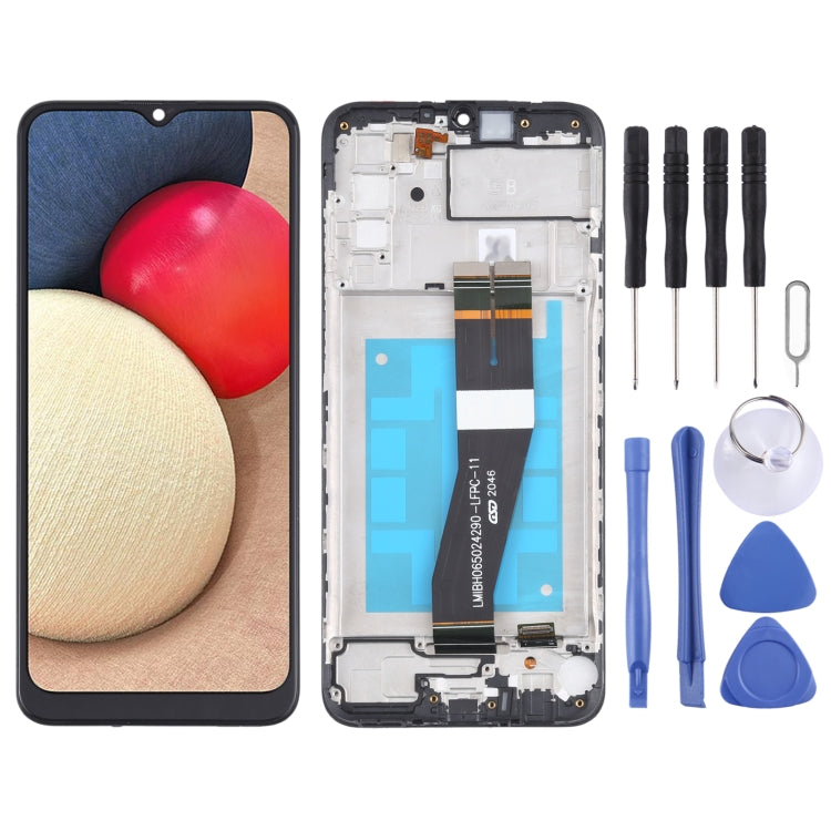 Original LCD Screen and Digitizer Full Assembly With Frame for Samsung Galaxy A02s SM-A025F(GB Version), For Samsung Galaxy A02s (GB Version)
