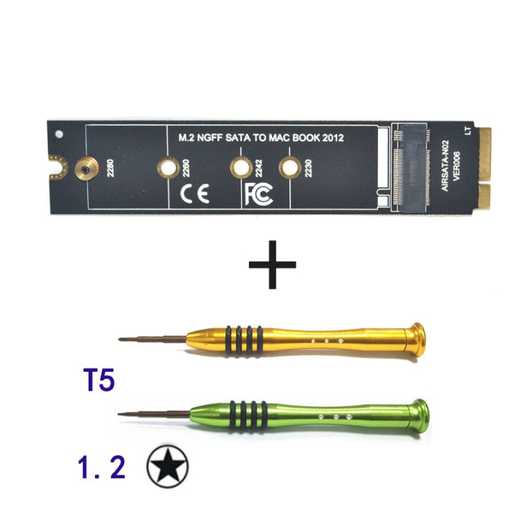 M.2 NGFF SATA To MAC SSD Adapter Riser Card For MacBook Air 2012 A1465 A1466, Long Type, With Screwdriver